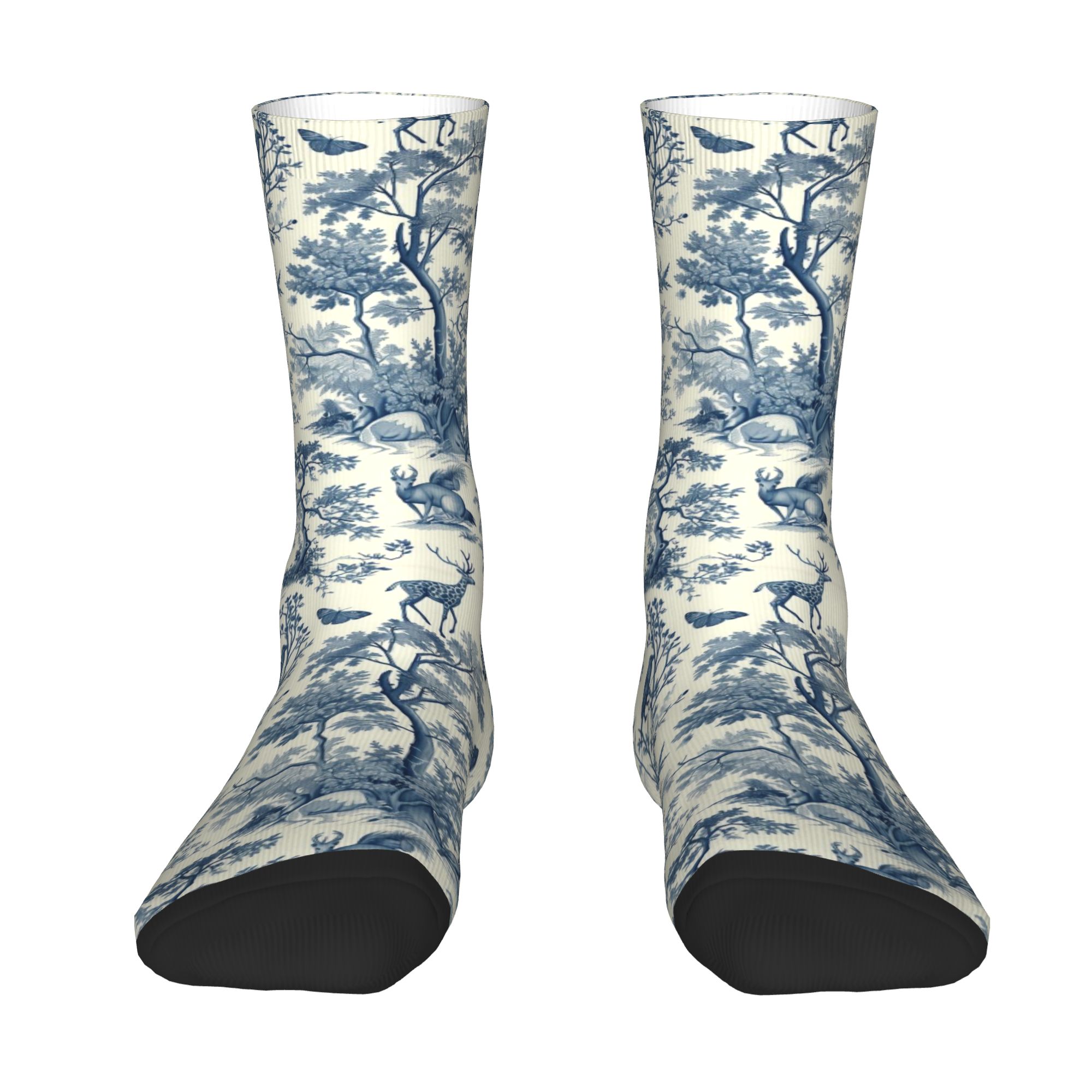 Dress Sock Men - Maßgefertigte Toile De Jouy Blaue Tinten-Motiv